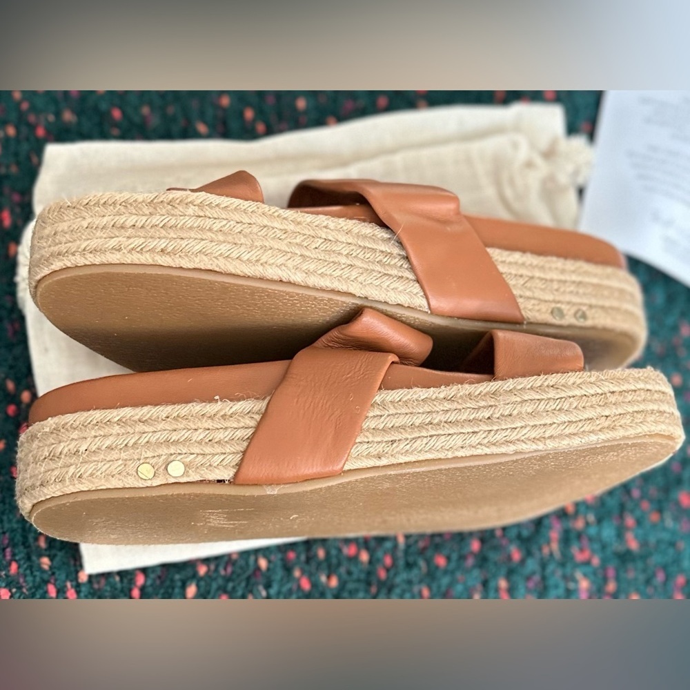 beek Twinspot Leather Platform Sandals NWT Tan Size 8 - Picture 10 of 15